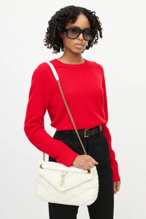 2020 Cream Loulou Toy Puffer Boucle Shoulder Bag