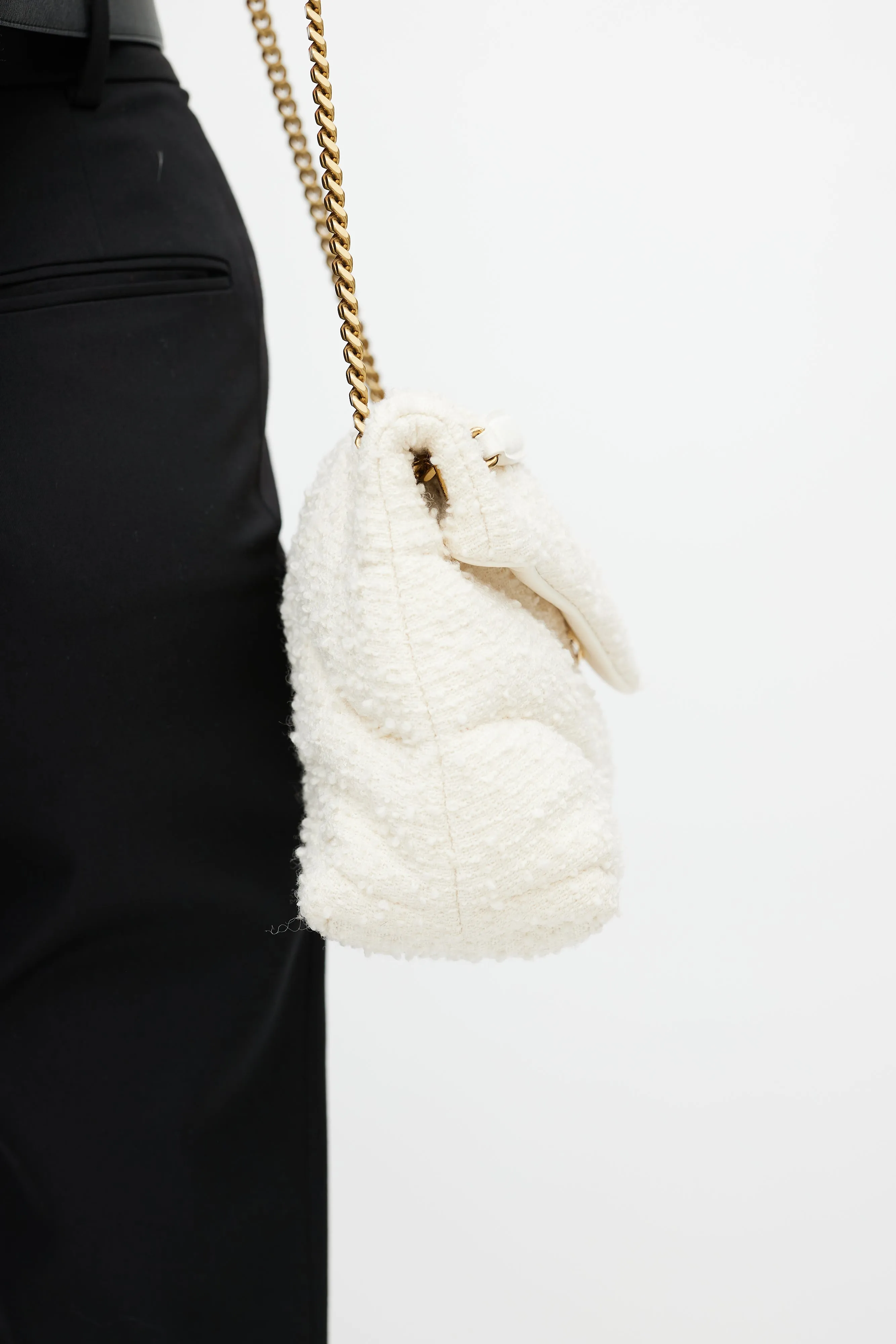 2020 Cream Loulou Toy Puffer Boucle Shoulder Bag