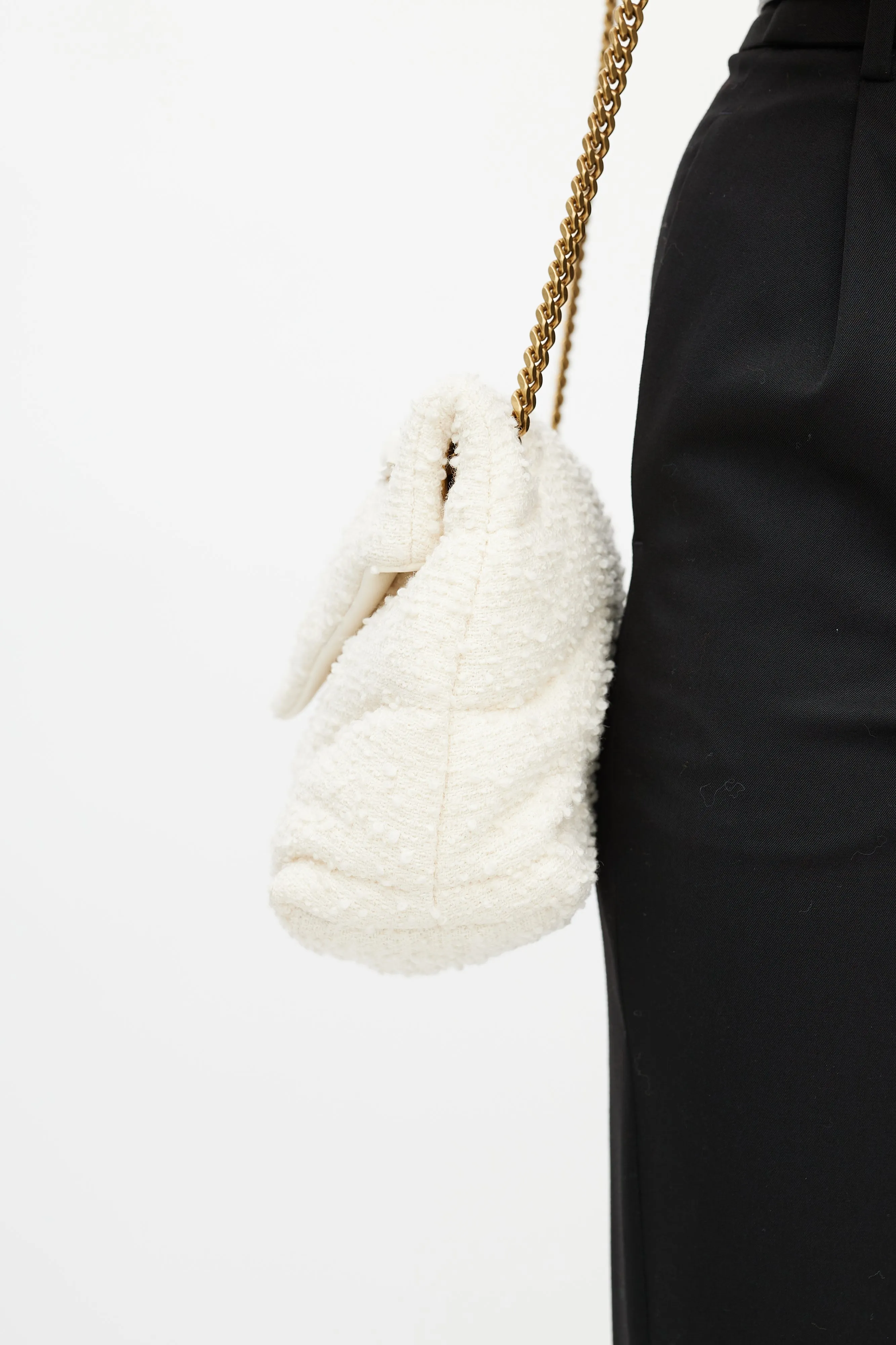 2020 Cream Loulou Toy Puffer Boucle Shoulder Bag