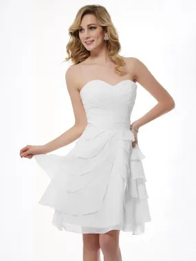 A-Line Chiffon Sweetheart Sleeveless Knee-Length With Pleats Bridesmaid Dresses