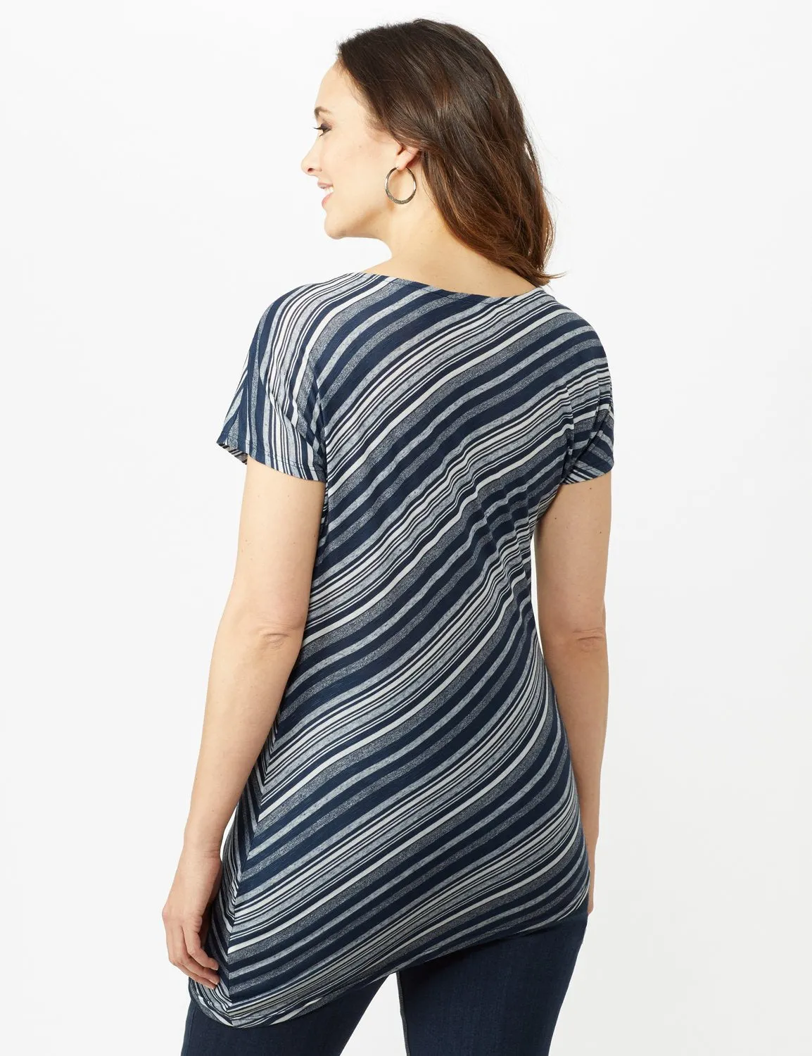 Asymmetrical Stripe Knit Tunic