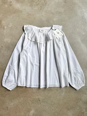 BA&SH White Organic Cotton Ruffle Collar Blouse (S)