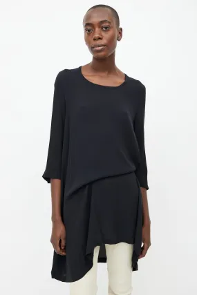 Black Silk Tunic Top