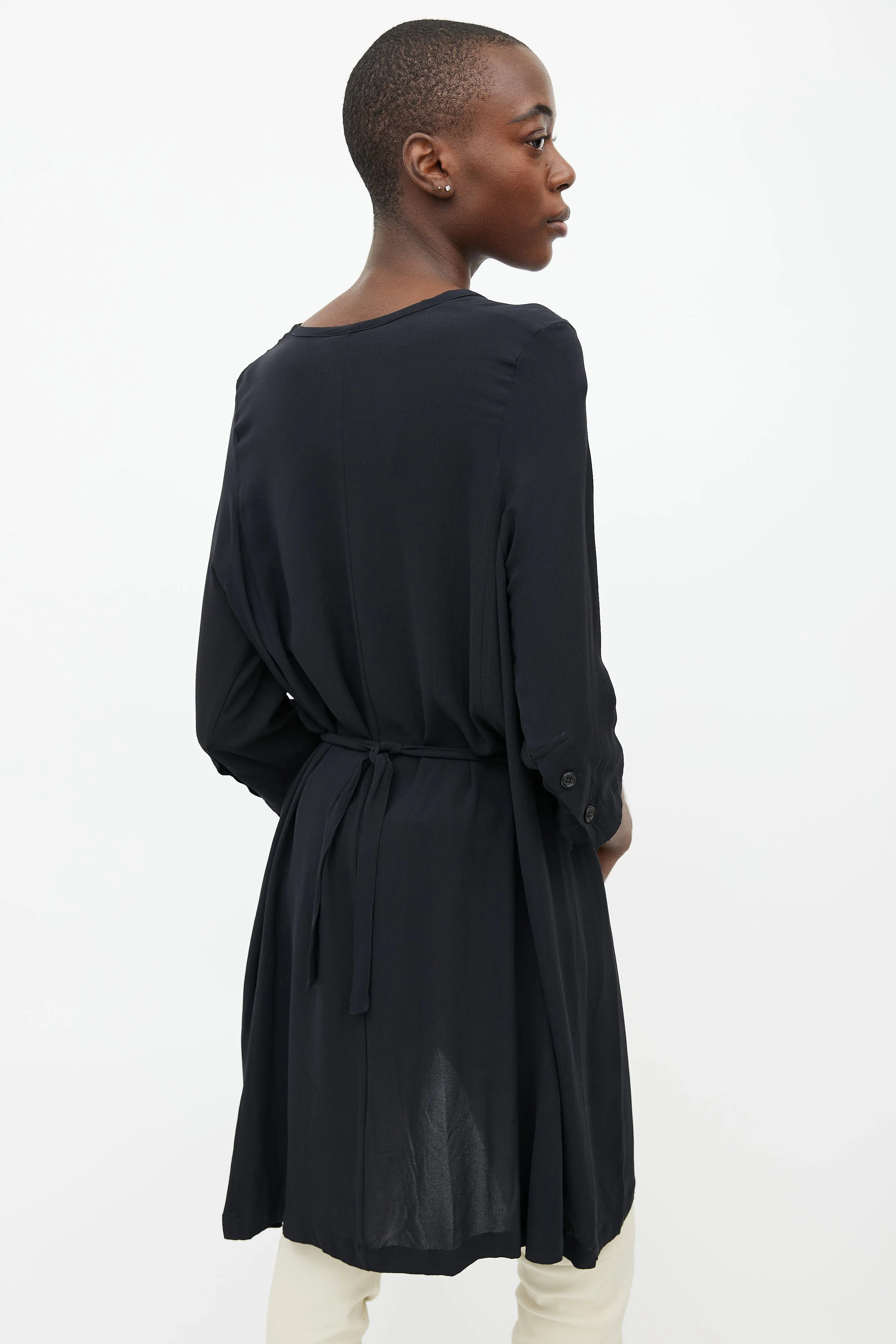 Black Silk Tunic Top