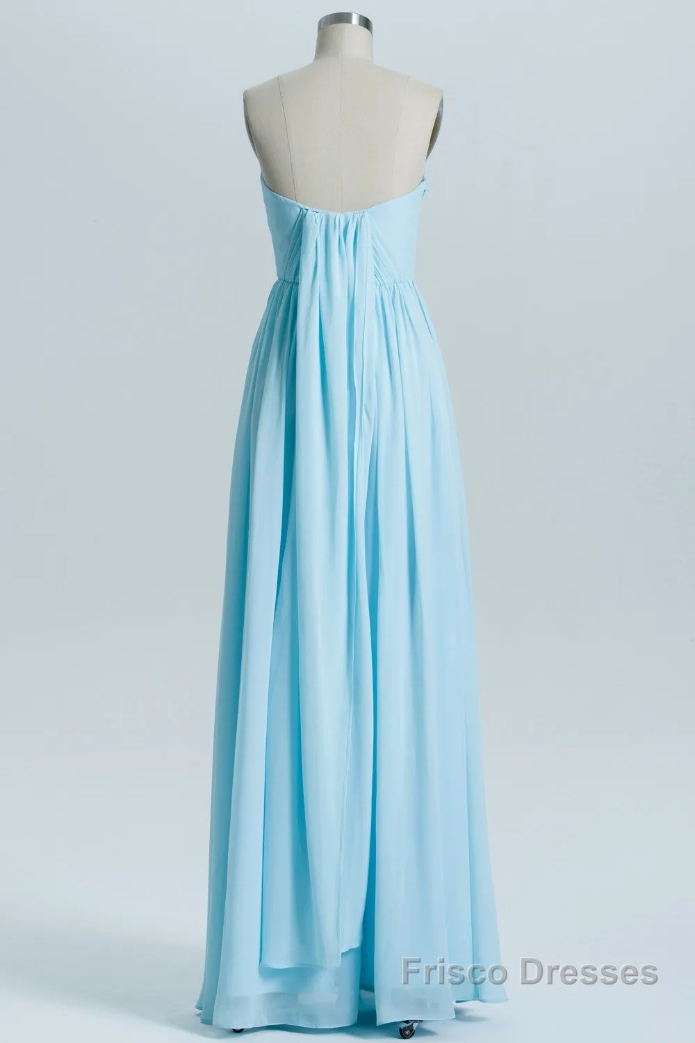 Blue Chiffon A-line Long Convertible Bridesmaid Dress