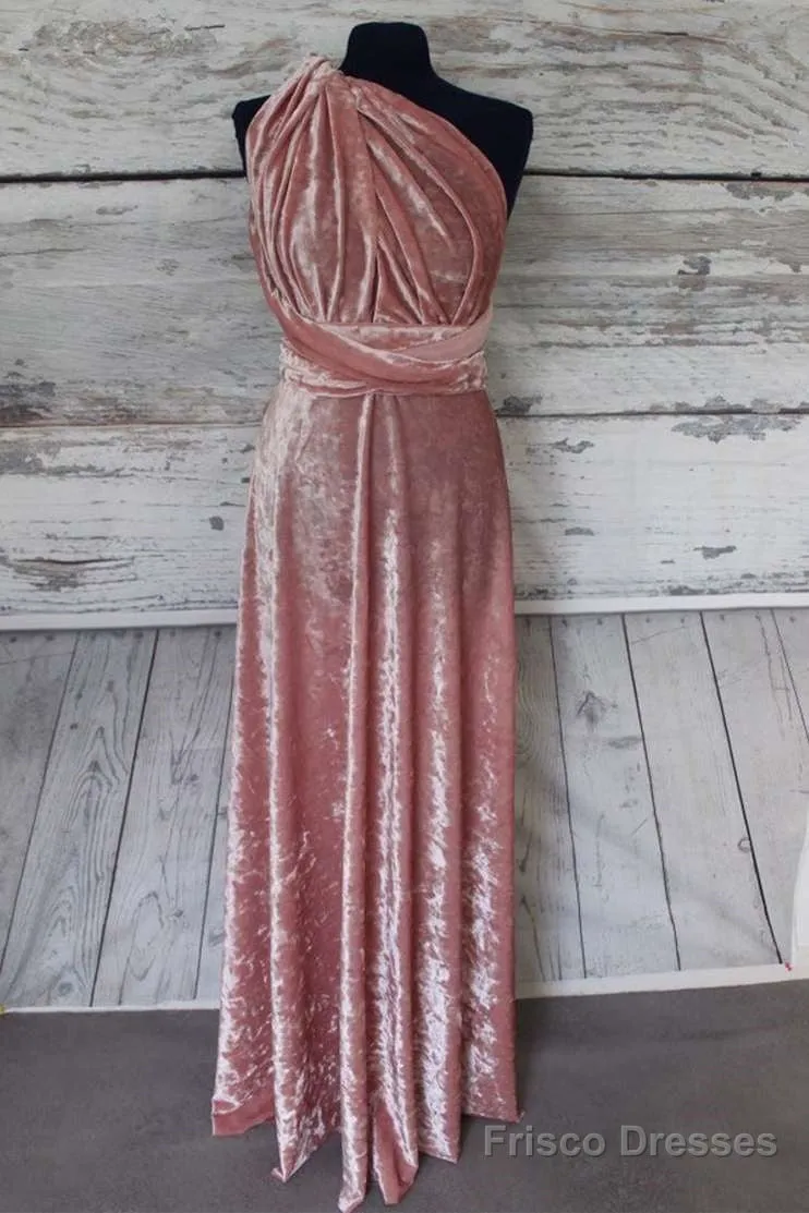 Blush Pink Velvet Infinity Convertible Bridesmaid Dress