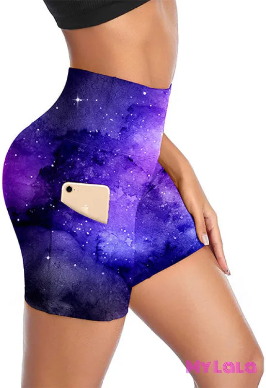 Extra Curvy Pocketed Gym Shorts 20-26 (Galaxy)
