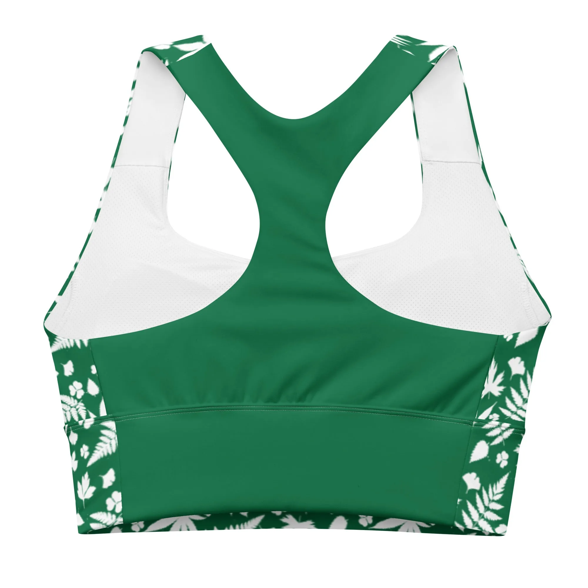 Jewel And  White Cannabis Longline Sports Bra