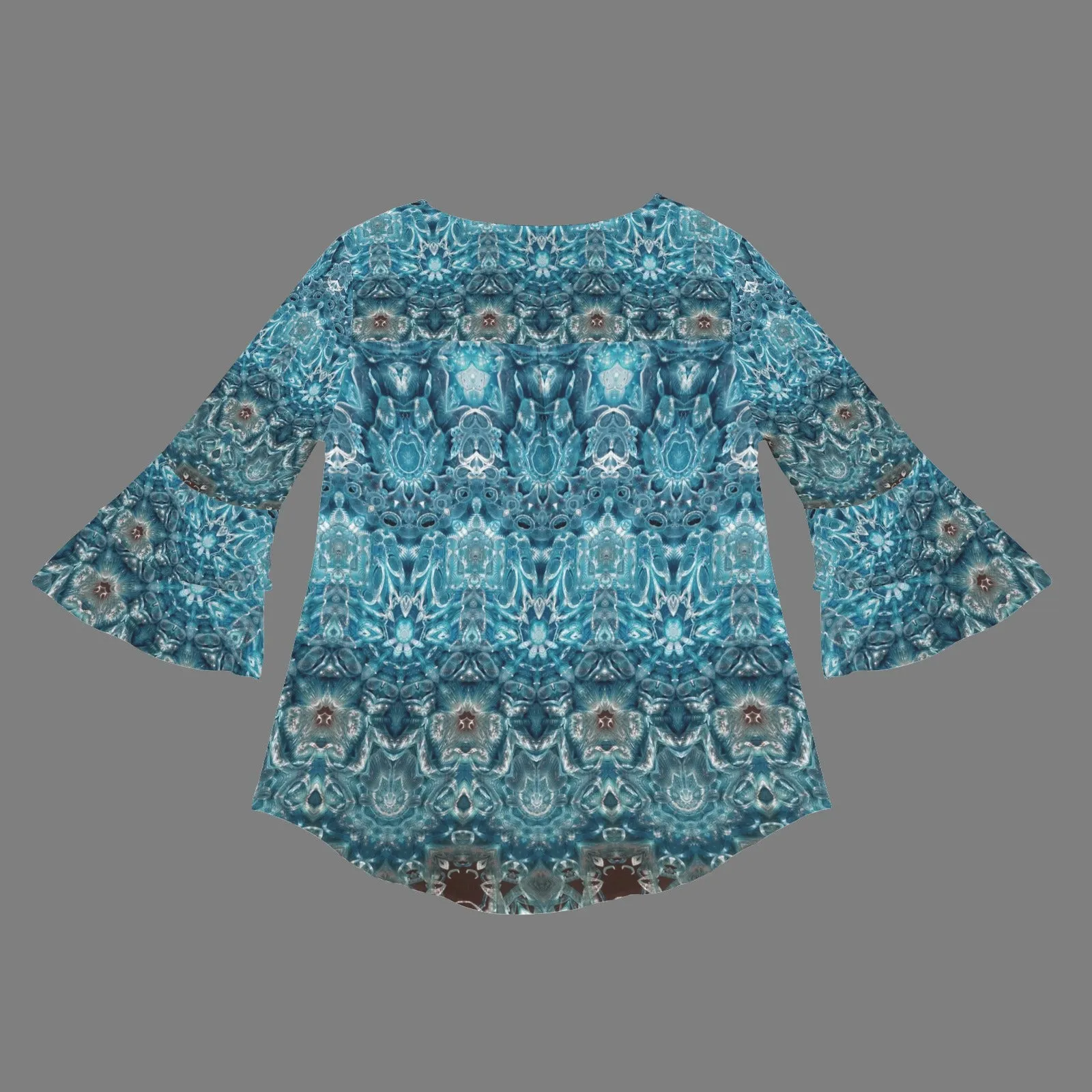 Layered Flare Sleeve Blouse Blue Glass Ombre