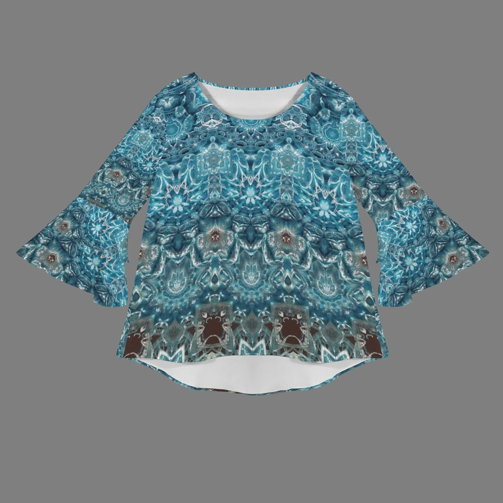 Layered Flare Sleeve Blouse Blue Glass Ombre
