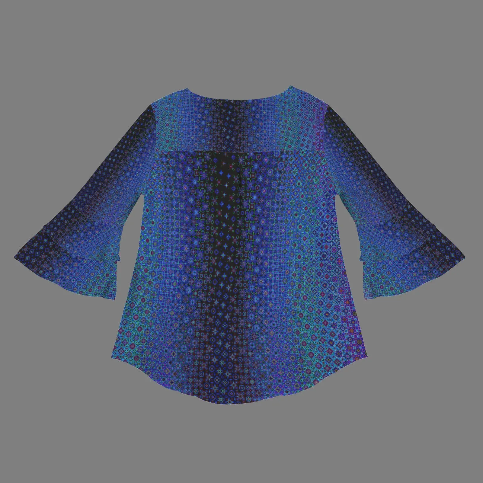 Layered Flare Sleeve Blouse Blue Lights