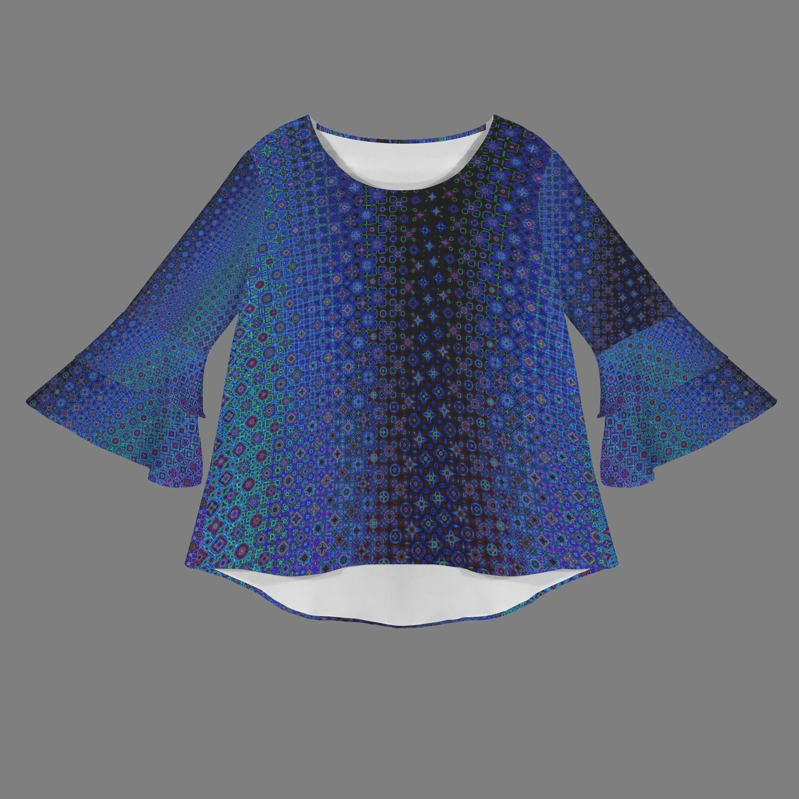 Layered Flare Sleeve Blouse Blue Lights