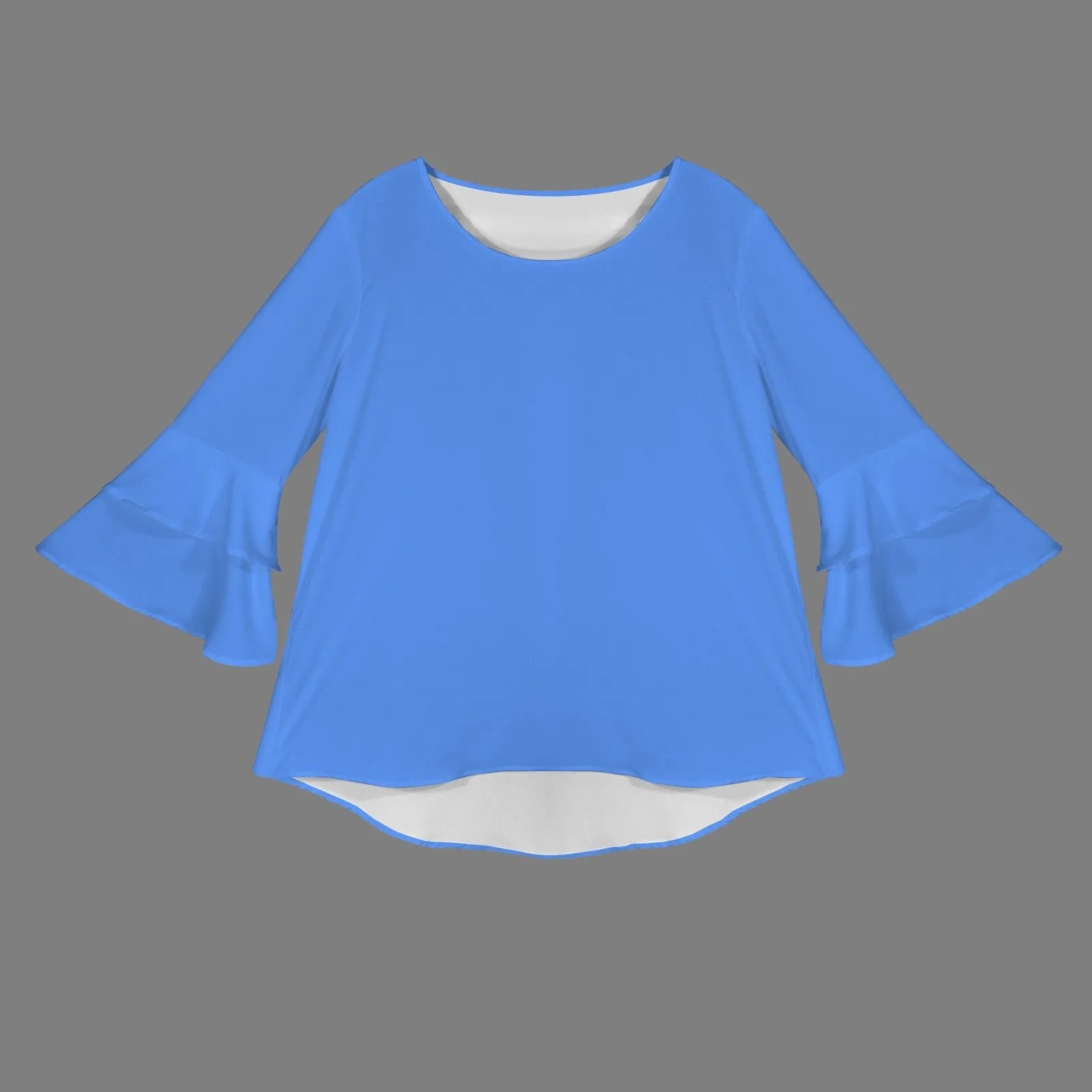 Layered Flare Sleeve Blouse Blue