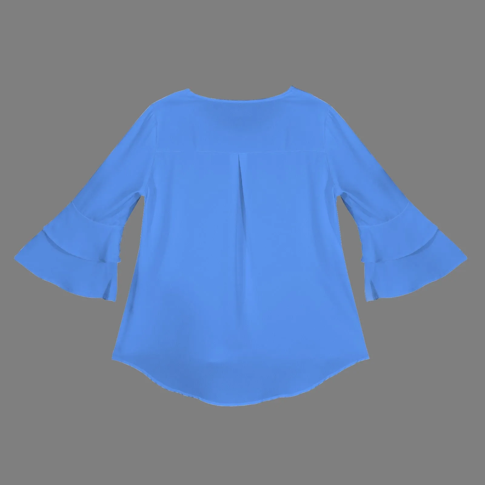 Layered Flare Sleeve Blouse Blue