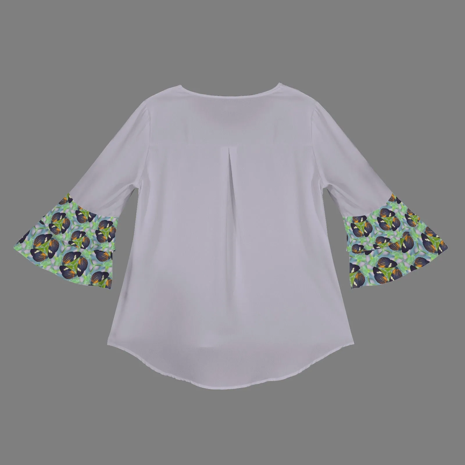 Layered Flare Sleeve Blouse Butterflies Lavendar