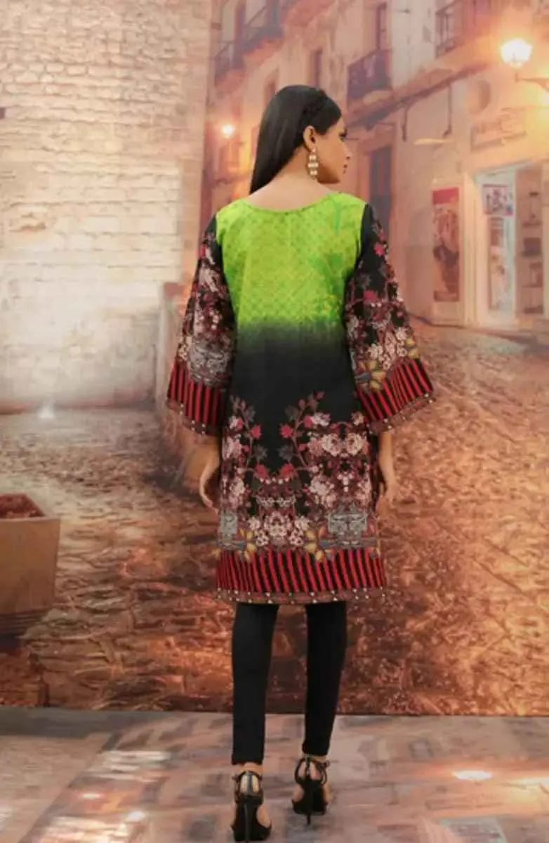 Printed Pakistani Khadi Kurtis for Women Ready to Wear Lime Green