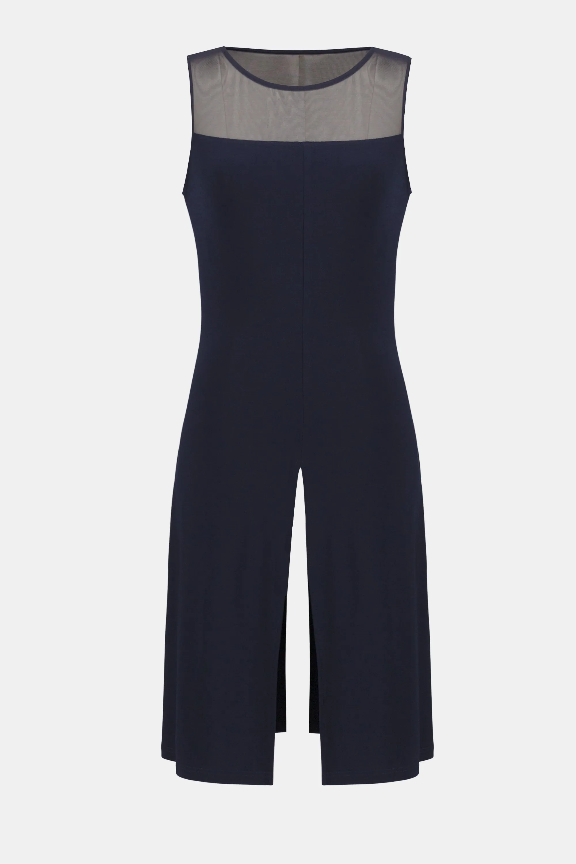 Silky Knit And Mesh Sleeveless Tunic
