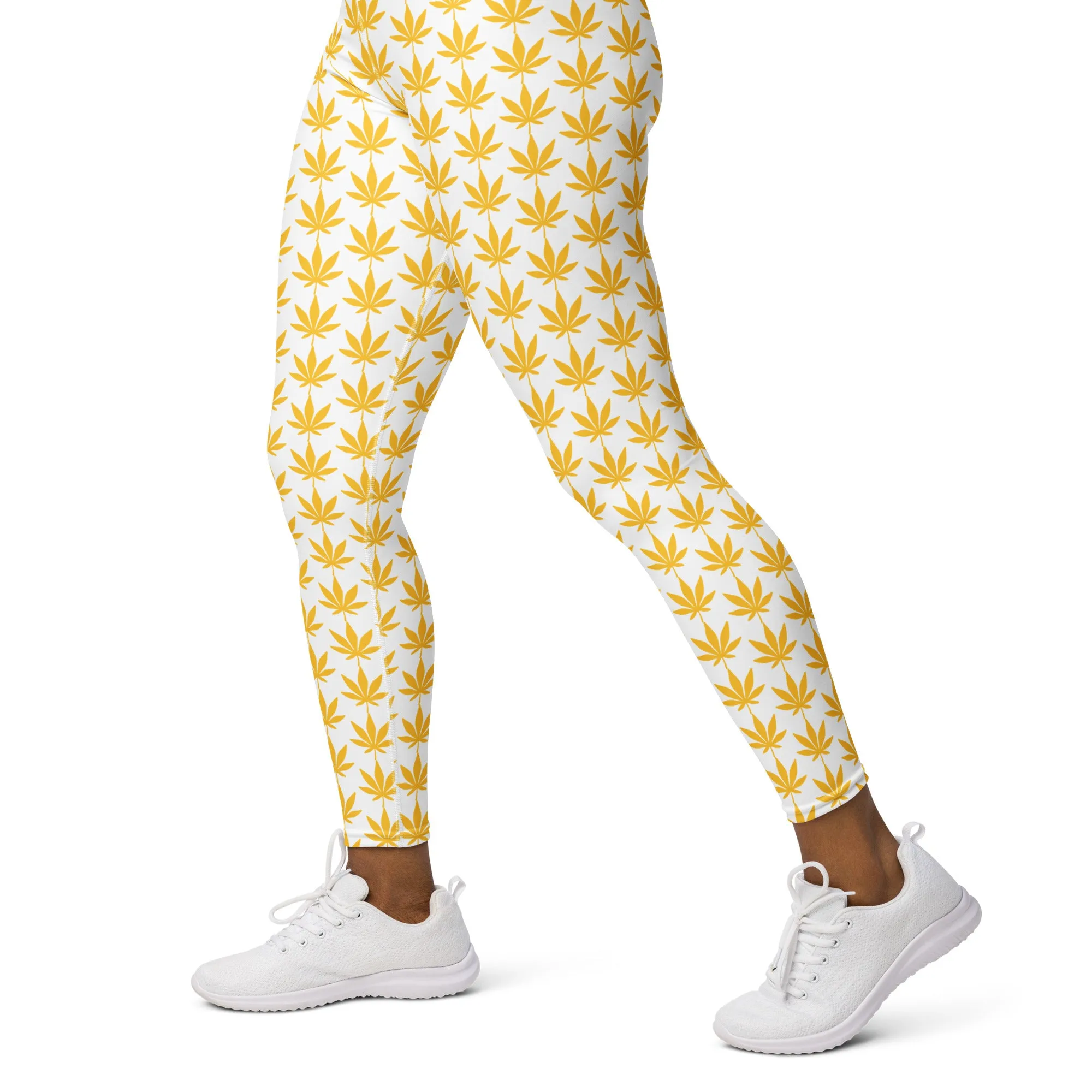 Yellow Leaf Yoga Leggings