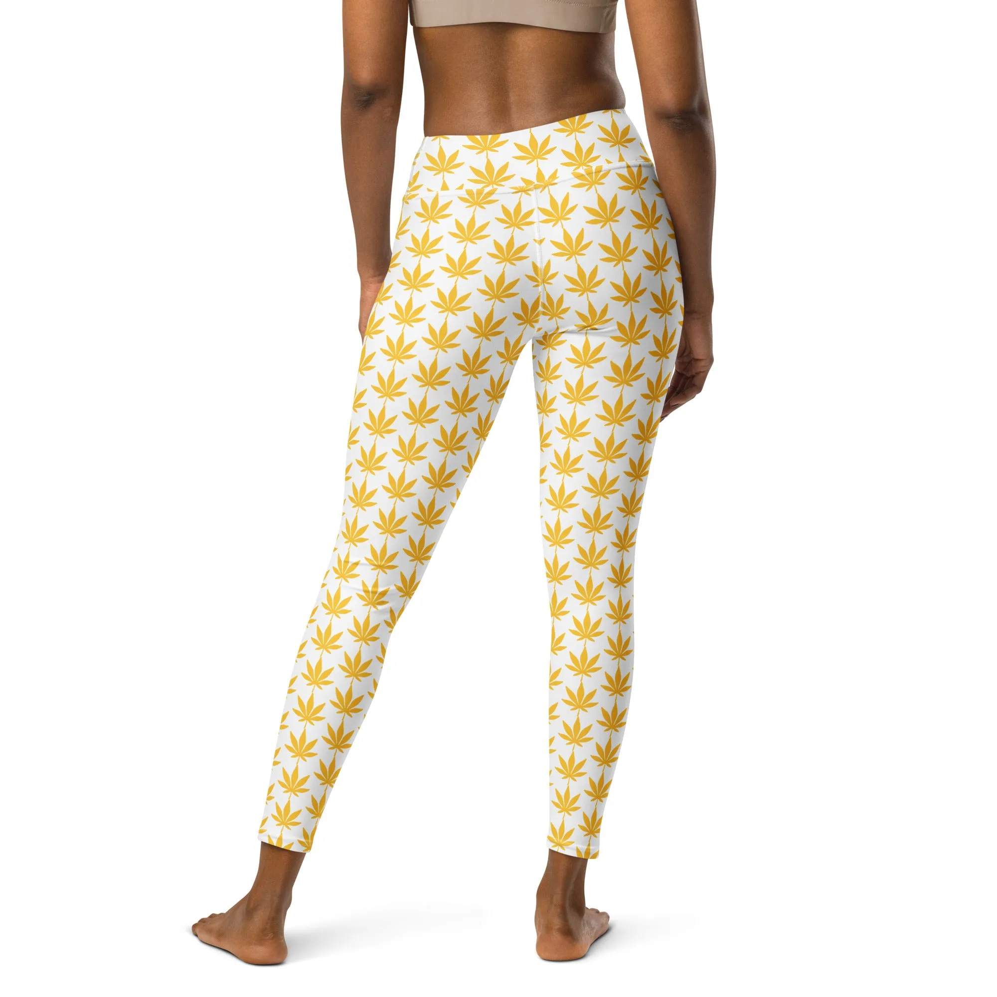 Yellow Leaf Yoga Leggings